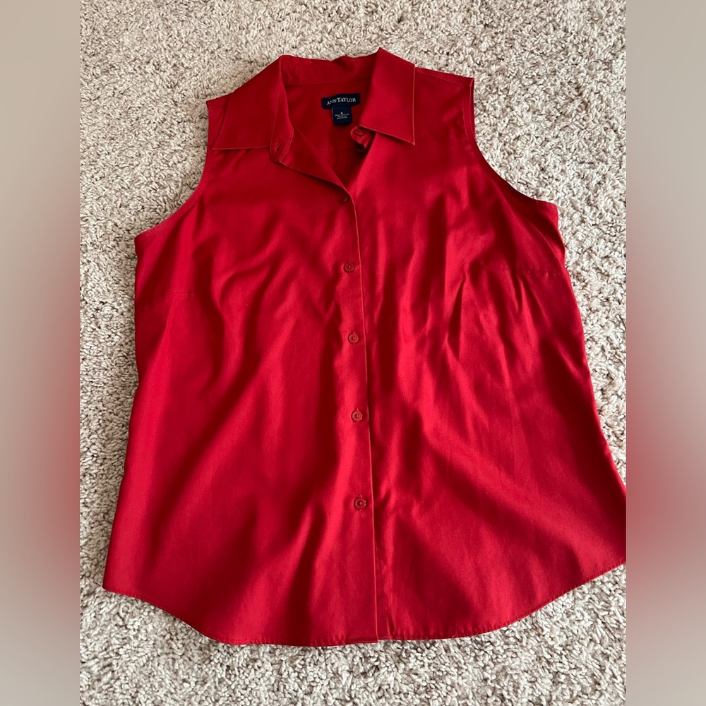 Ann Taylor Women's Red Button Down Shirt